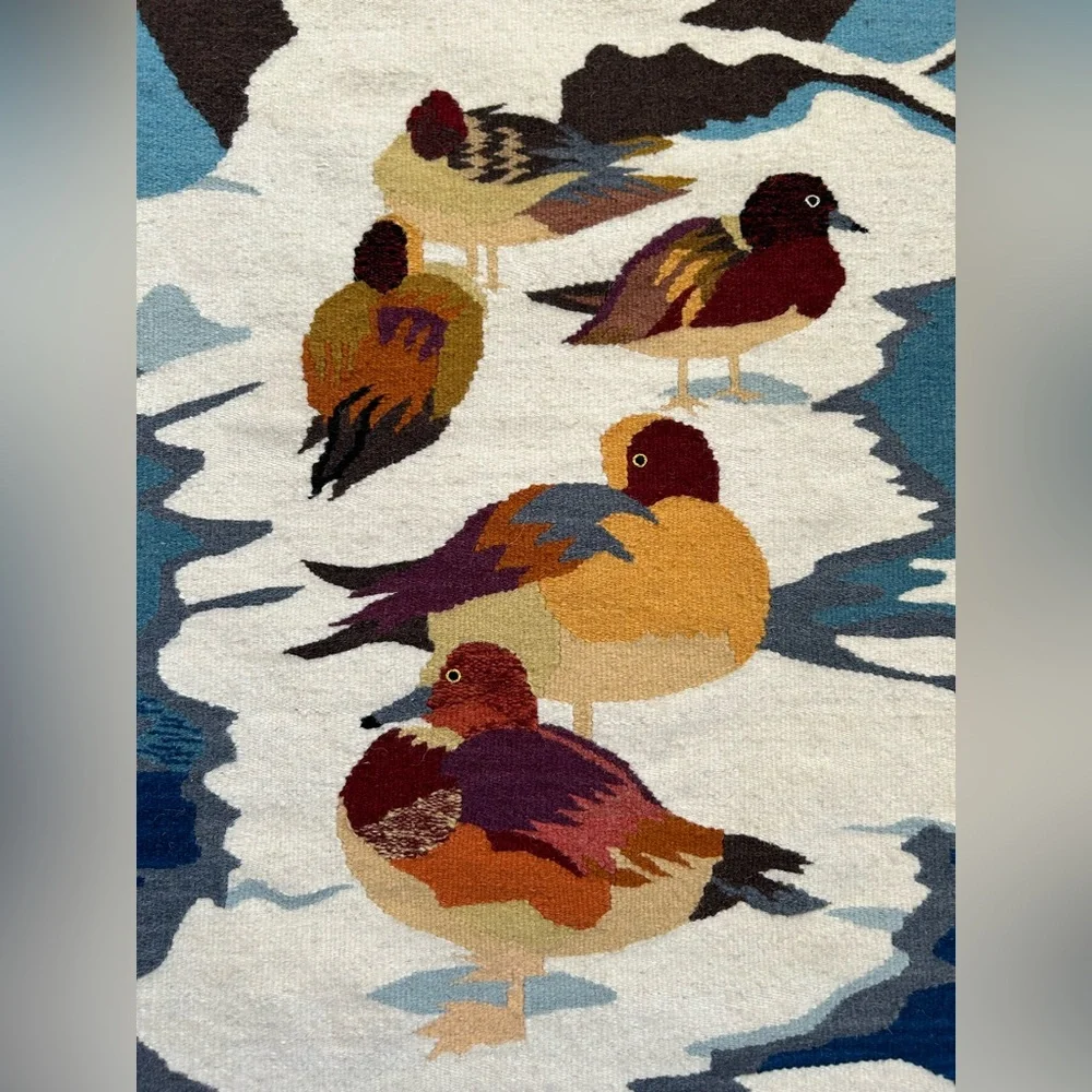 Colorful Wool Duck Tapestry from Tapisseries‎ de la Mare Handwoven wool